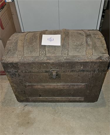 Antique Humpback Steamer Trunk