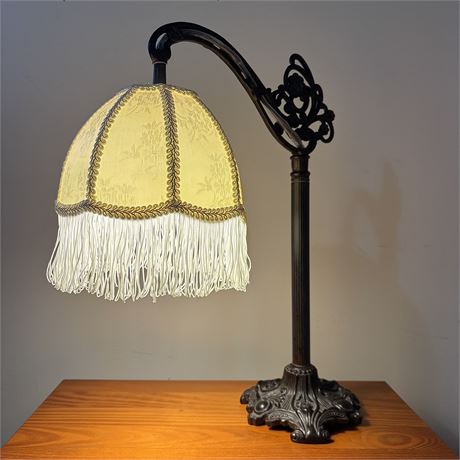 Swing Arm Table Lamp with Fringe Shade - 20"T