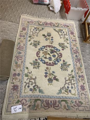 Ethan Allen Art Deco Asian Wool Rug Handmade in India &