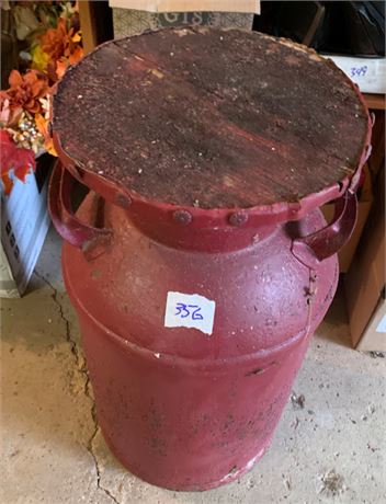 Vintage Red Milk Can Yard Decoration Plant Stand