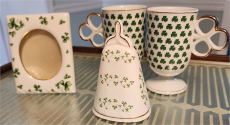 Lefton Porcelain Frame & Other Shamrock Themed Decor