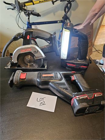 Craftsman 19.2V Trim Saw, Light, Reciprocating Saw, Two With Battery, No Charger