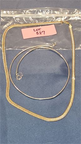 Sterling 18" Snake Link Necklace & Sterling Goldtone 22" Total : 1.11 ozt