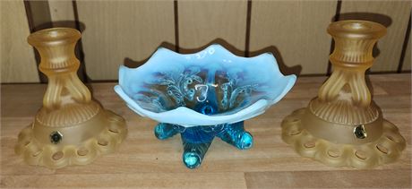 Westmoreland Candleholders, Fenton Dish