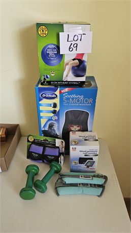 Dr Scholl's Cushion Massager, Blood Pressure Monitor, Ankle/Wrist Weights & More