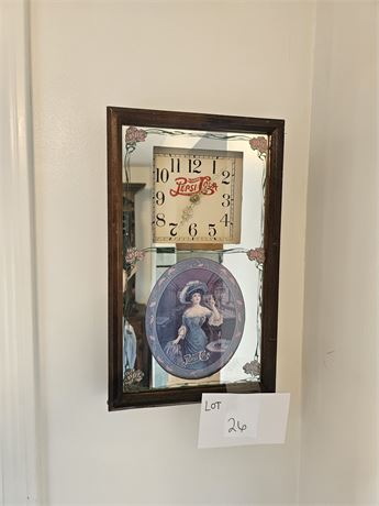 Reproduction Pepsi Advertising Mirror Clock