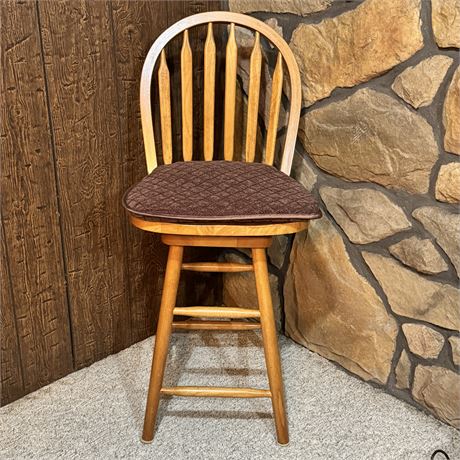 Single Wood Swivel Barstool