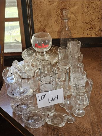 Clear Glass Lot:Beer Mugs / Bowls / Wine Glasses / Platter & More