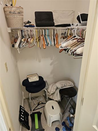 Closet Cleanout:Shower Chair / Folding Stool Chairs / Small Suitcase & More