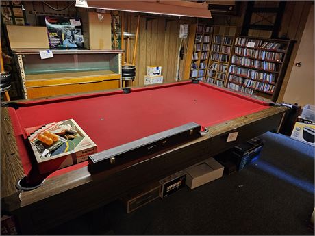 Pool Table with Variety of Pool Sticks / Equipment / Table Tennis & More