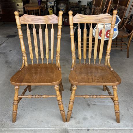 Pair of Oak Spindle Back Chairs