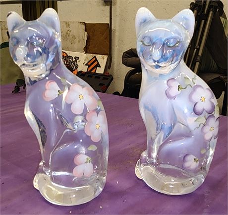Fenton Opalescent Glass Sitting Cats