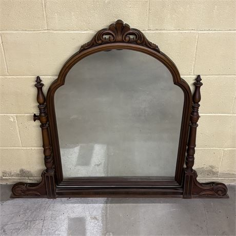 Old Dresser Top Wood Framed Mirror