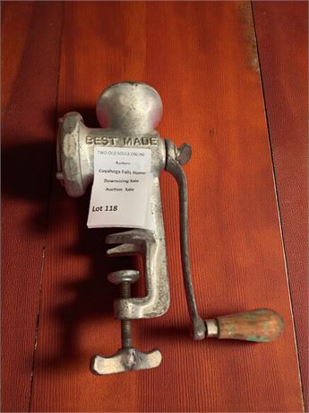 Vintage Metal Bestmade #15 Hand Crank Meat Grinder