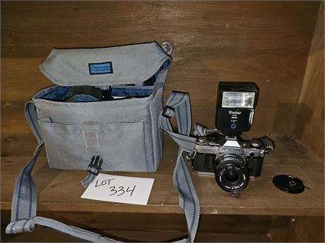 Canon AE-1 Camera with Case / Light & More