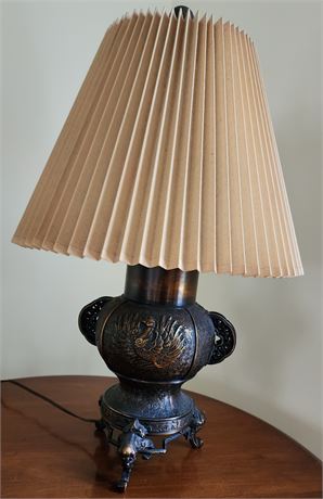 Vintage Asian Inspired Brass Table Lamp