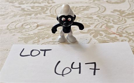 Vintage "Angry Smurf" Peyo Figurine - Features Black PVC Body, Portugal - White