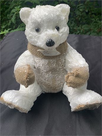 Handmade White Burlap Christmas Bear