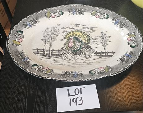 Ironstone Underglaze Hand Decorated Turkey Platter