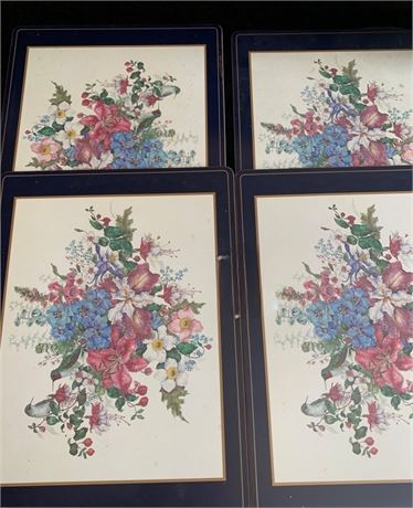 Decorative Wood Floral Table Placemat Lot of 4