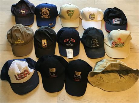 Mens Baseball hat/Ball Cap Lot - Travel Cruises, Military & More
