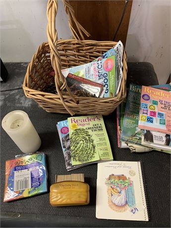 Basket with Prayer Cards Readers Digest Magazines