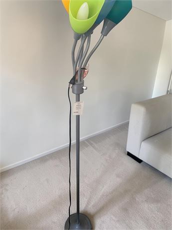 5 Light Floor Lamp W/Adjustable Gooseneck Arms & Colorful Acrylic Shades