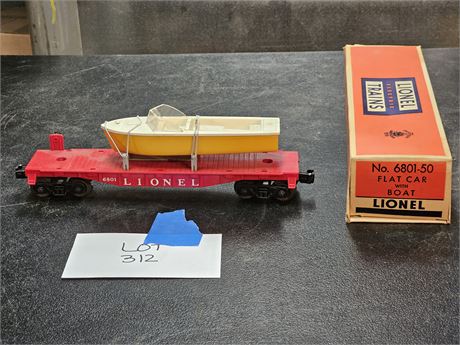 Lionel 6801-50 Flat Car with Boat + Original Box