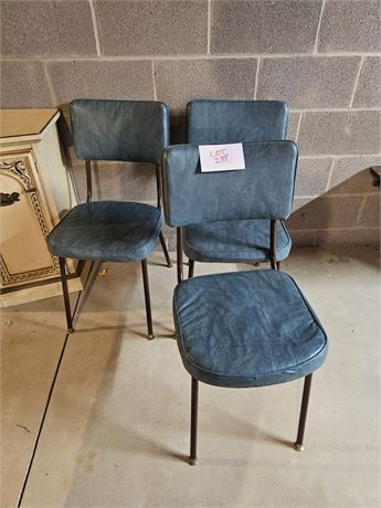 Utility Wood Specialties Co 1960's MCM Turquoise Vinyl Seats/ Metal Frame