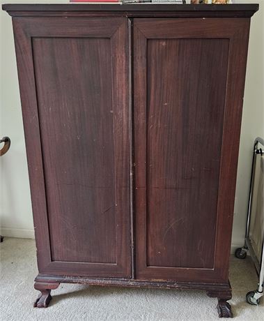 Antique Mohogany Wardrobe w/ Hidden Mirror, Pull out hanger for clothes& Drawers