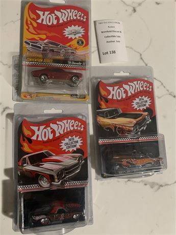 2014 & 2015 Collector Edition Hot Wheels Die Cast Cars Lot Of 3