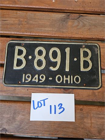 Vintage 1949 Ohio License Plate