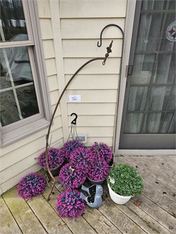 Shepherd's Hooks & Faux Plastic Flowers