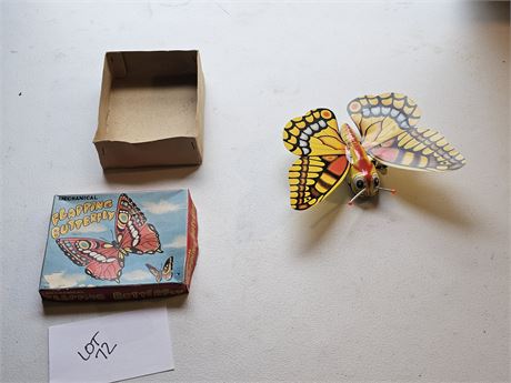 Vintage Tin Mechanical Flapping Butterfly in Box - By Yone