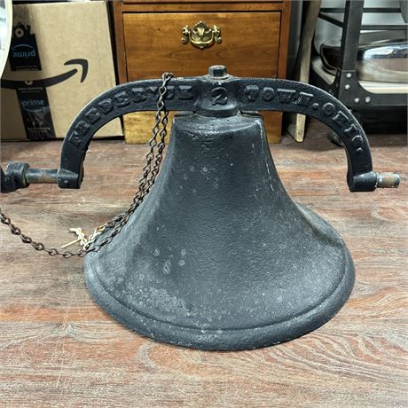 Large, Antique Cast Iron Bell - Federal Town, Ohio - 15.5"D Base