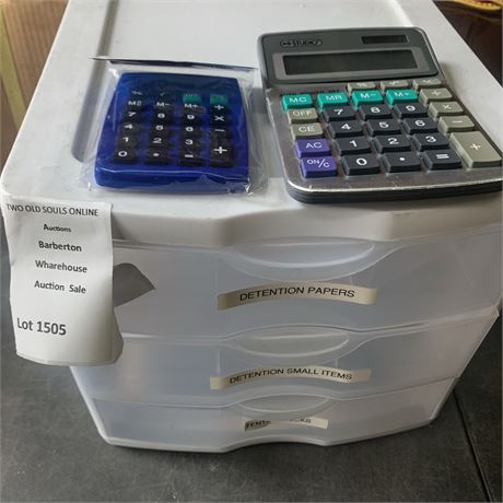 Sterilite 3-Drawer Desktop Storage & Calculator Lot