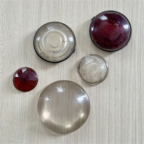 Antique Pressed Glass Signal Light Lenses - Early Automobile / Railroad