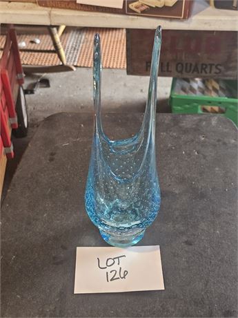 Kanawha Turquoise Blue Controlled Bubble Vase