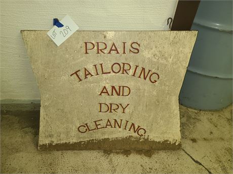 Vintage Wood Prais Tailoring & Dry Cleaning Sign