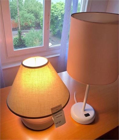 Art Pottery Table Lamp & LimeLights White Base/Pink Shade Lamp USB Charging Port