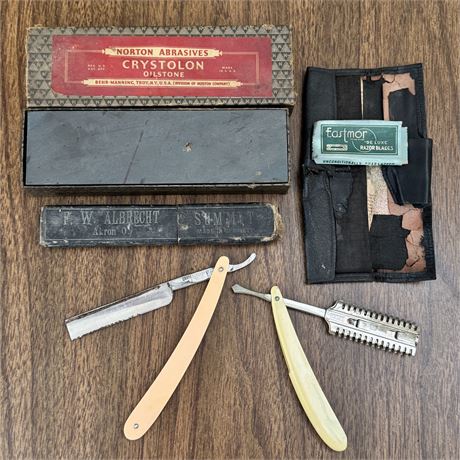 Old Straight Edge Razors and Crystolon Oilstone