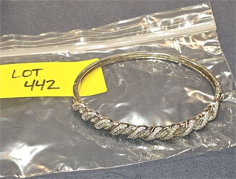 Sterling 8" Bangle Bracelet With CZ 0.70 ozt