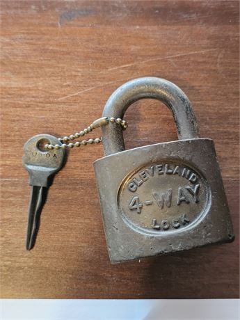 Vintage Cleveland 4-Way Pad Lock with Key