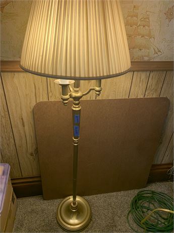 Brass Floor Lamp With White Shade
