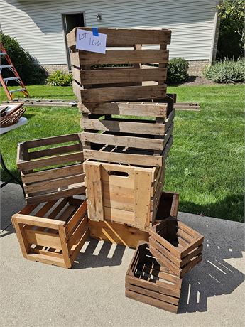 Mixed Wood Crate Lot - Different Sizes