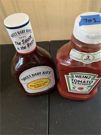 Sweet Baby Ray's Original Award Winning Barbecue Sauce & Heinz Ketchup Bottles