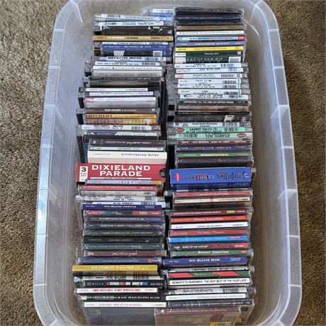 Mostly NEW, Mixed CD Lot in Tote w/ Lid