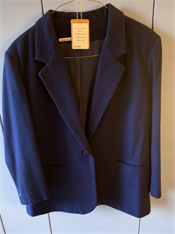 Joanna 100% Wool Blue Single Button Blazer W/Pocket Size XL