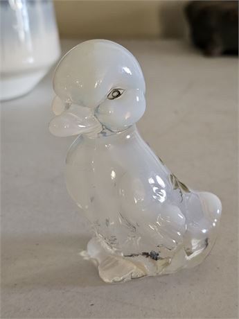 Fenton Handpainted (Signed Lisa W) Opalescent Strawberry Duck