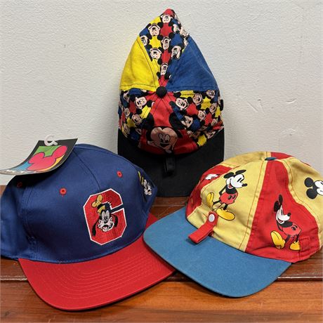 Vintage Disney Baseball Hats - 1 Adult (New w/ Tags) and 2 Child Size